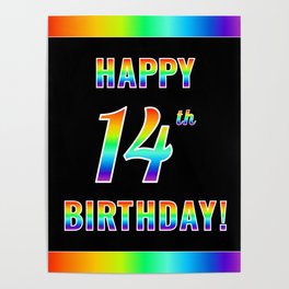 [ Thumbnail: Fun, Colorful, Rainbow Spectrum “HAPPY 14th BIRTHDAY!” Poster ]