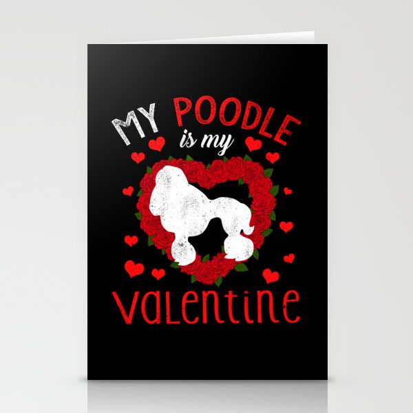 Dog Animal Hearts Day Poodle My Valentines Day Stationery Cards