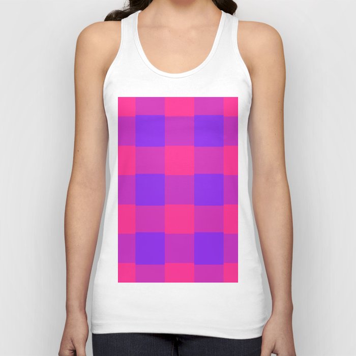 Checkered - Colorful Abstract Retro Pattern in Pink and Purple Tank Top