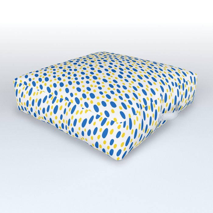 Ukrainian blue yellow dots pattern Outdoor Floor Cushion