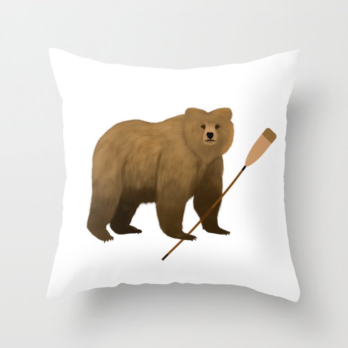 Bear Rowing Throw Pillow
