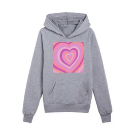 Retro Groovy Love Hearts - neon coral shades of purple Kids Pullover Hoodies
