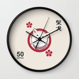 Shiba Inu Japanese Stamp Wall Clock
