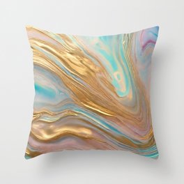 Holographic Gold Opal Stone Trendy Collection Throw Pillow