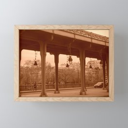 Paris - Bir-Hakeim bridge in sepia Framed Mini Art Print