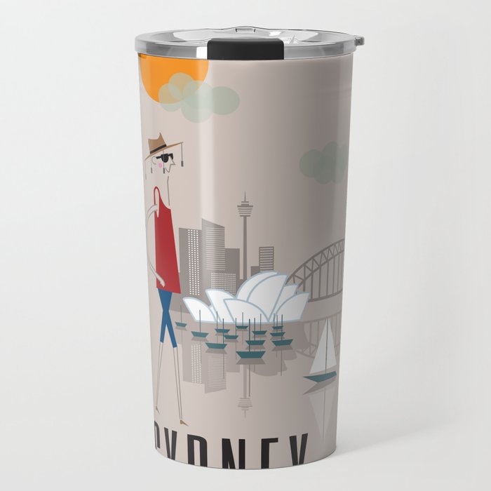Sydney - In the City - Retro Travel Poster Design Travel Mug