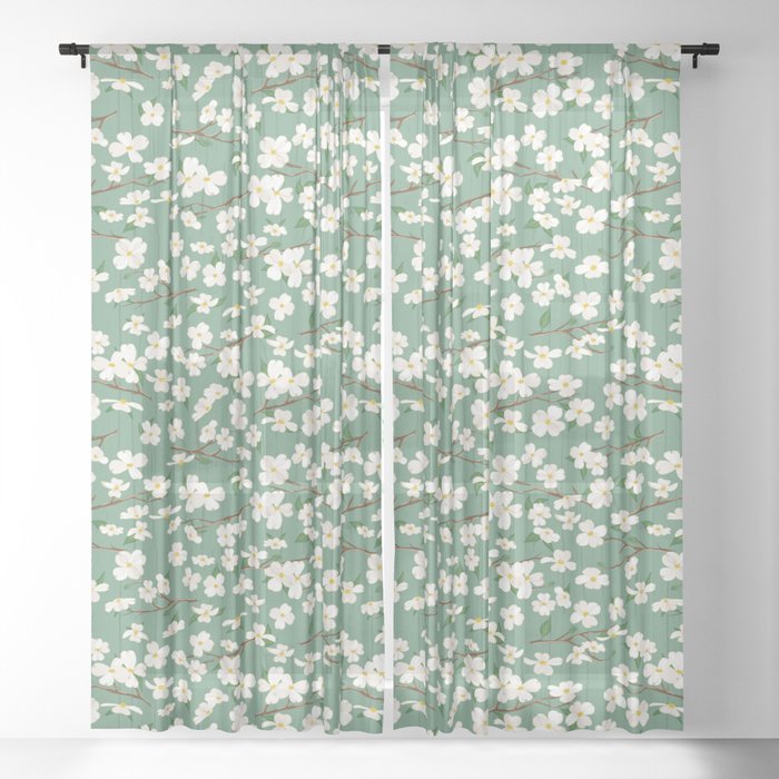 Dogwoods in Bloom Sheer Curtain