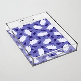 Very Peri white blossoms pattern Acrylic Tray