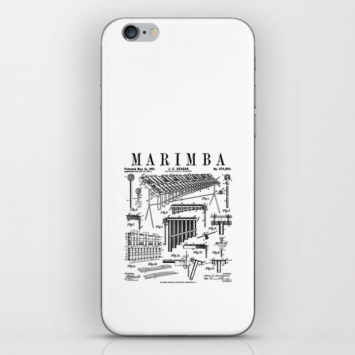 Marimba Player Percussion Musical Instrument Vintage Patent iPhone Skin