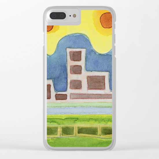 Surreal Simplified Cityscape Clear iPhone Case