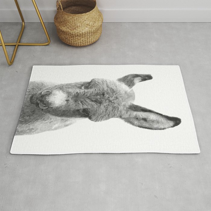 Black and White Baby Donkey Rug by Alemi Society6