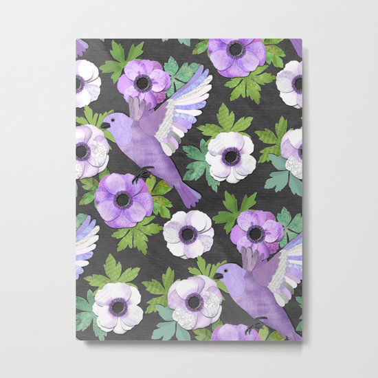 Purple Paper Anemone Collage Metal Print