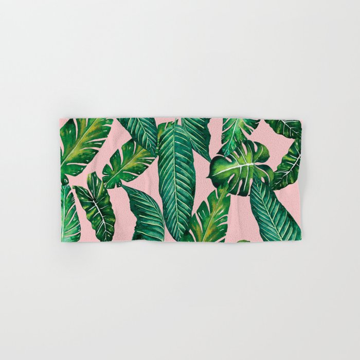Jungle Leaves, Banana, Monstera II Pink #society6 Hand & Bath Towel