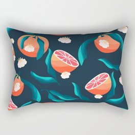 Seamless pattern with hand drawn oranges and floral elements VECTOR Rectangular Pillow