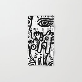 Creatures Graffiti Black and White on French Train Ticket Hand & Bath Towel
