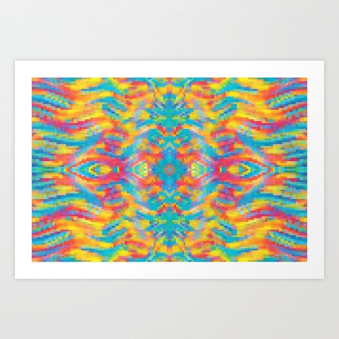 Color Madness - Ethnic Colorful Pixel Pattern Art Print