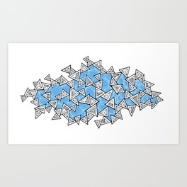 Triangles and Tessellation in Blue Art Print