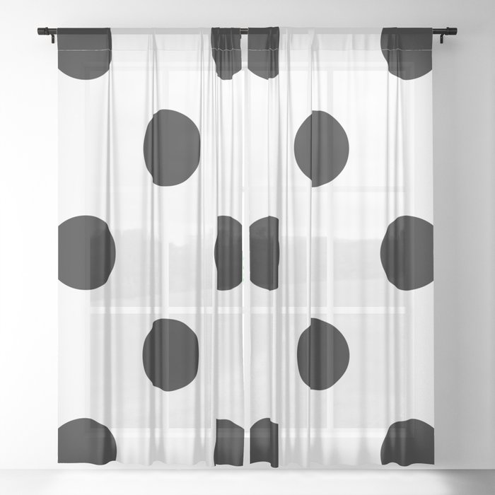 Giant Black And White Polka Dots Sheer Curtain By Spotsdotsprints Society6 Giant Black And White Polka Dots, Black Polka Dot Sheer Curtains