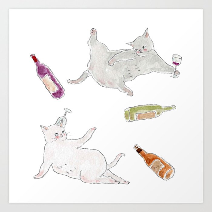 Tipsy CATS Art Print