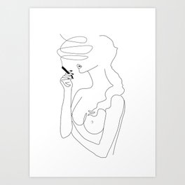 Woman Smoking Art Print