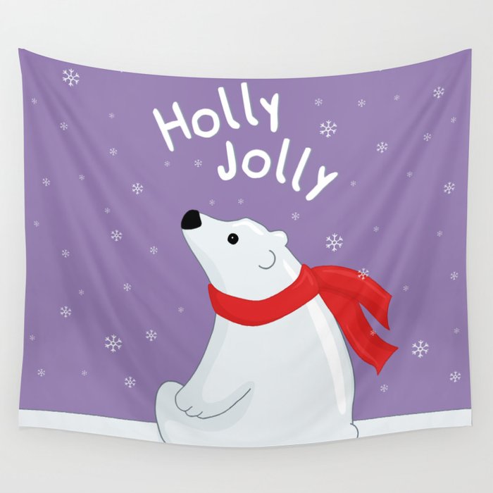 Polar Bear - Holly Jolly Wall Tapestry