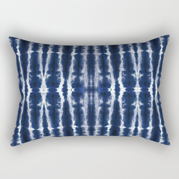 Palm Tiki Shibori Indigo Rectangular Pillow