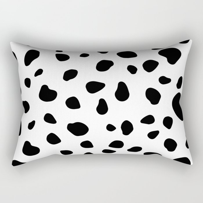 Dalmatian Dog Spots Animal Print Black White Rectangular Pillow