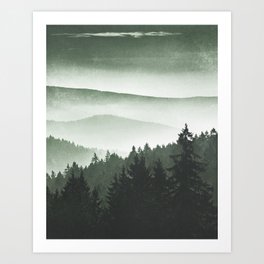 Mountain Light // Everything Will Be Alright In A Misty Wilderness Forest With Cascadia Trees Art Print