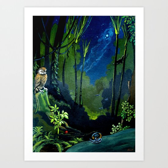 Silent Night in the New Zealand Forest Art Print