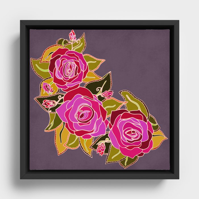 With The Roses Framed Canvas