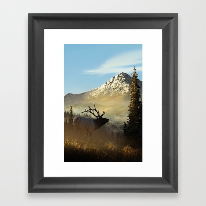 Elk Bugle Framed Art Print