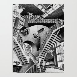 MC Escher Relativity I 1953 Artwork Reproduction for Posters Prints Tshirts Men Women Kids Poster