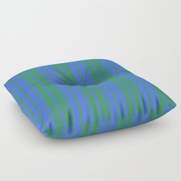 [ Thumbnail: Royal Blue & Sea Green Colored Stripes/Lines Pattern Floor Pillow ]