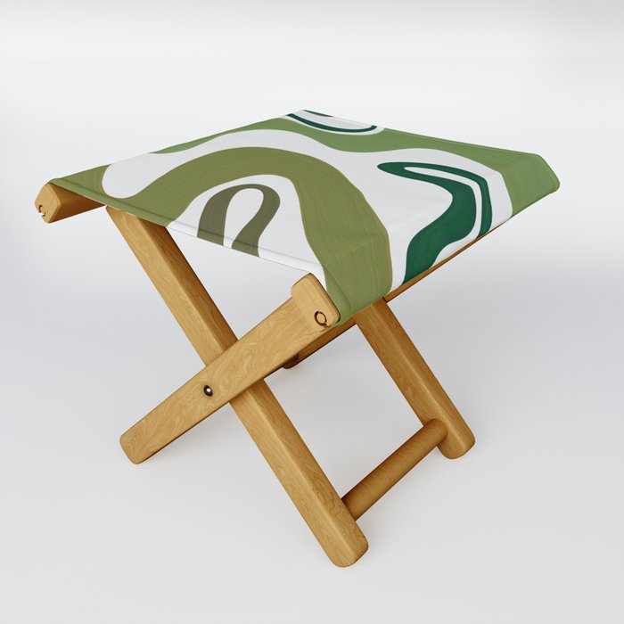 Cottagecore Liquid Swirl in Green Hues  Folding Stool