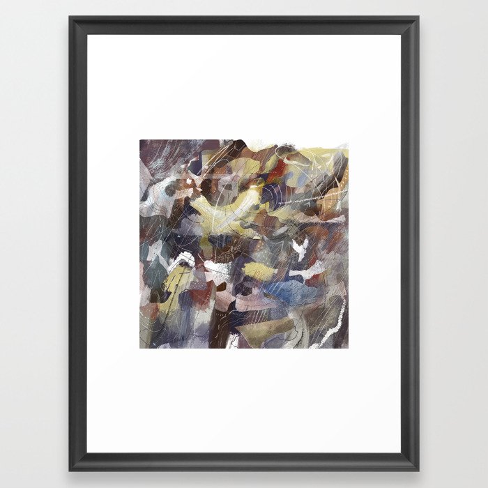 Brown Abstract Map Digital Painting Framed Art Print