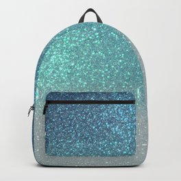 Bright Blue Teal Sparkly Glitter Ombre Gradient Backpack