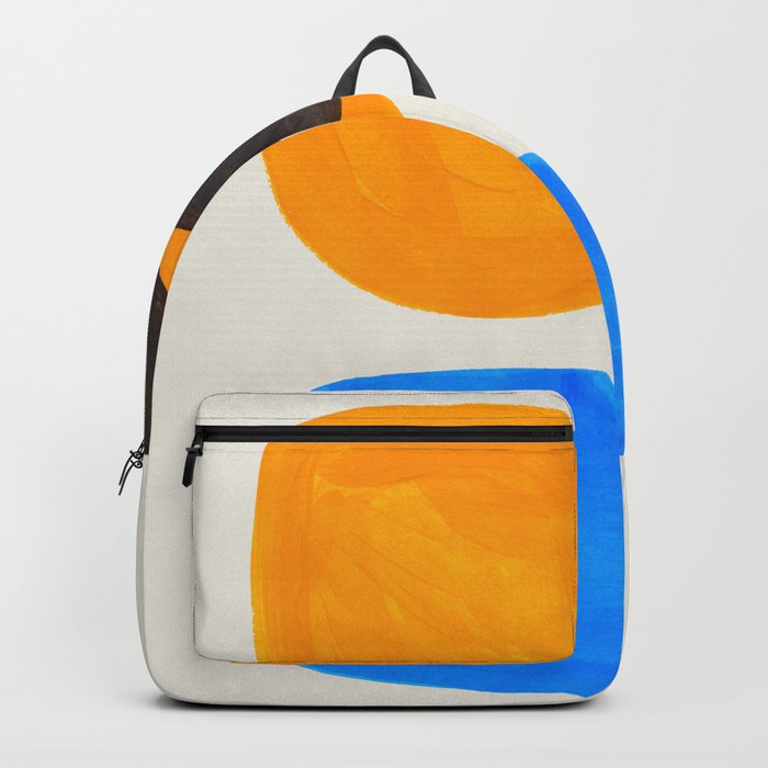 Minimalist Modern Mid Century Colorful Abstract Shapes Primary Colors Yellow Orange Blue Bubbles Backpack