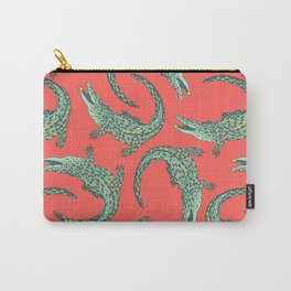 Crocodiles (Deep Coral and Mint Palette) Carry-All Pouch