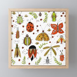 cute bugs and natural pattern Framed Mini Art Print