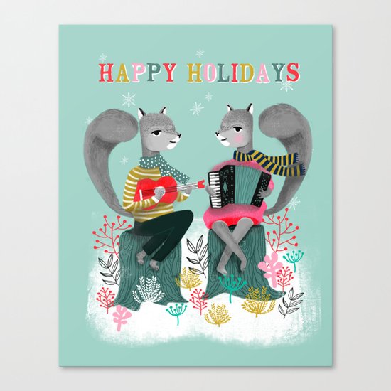 Squirrels' Christmas by Andrea Lauren Canvas Print