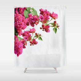 Bougainvillea Floral Mediterranean Greek Island Shower Curtain