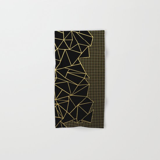Ab Outline Grid Black and Gold Hand & Bath Towel