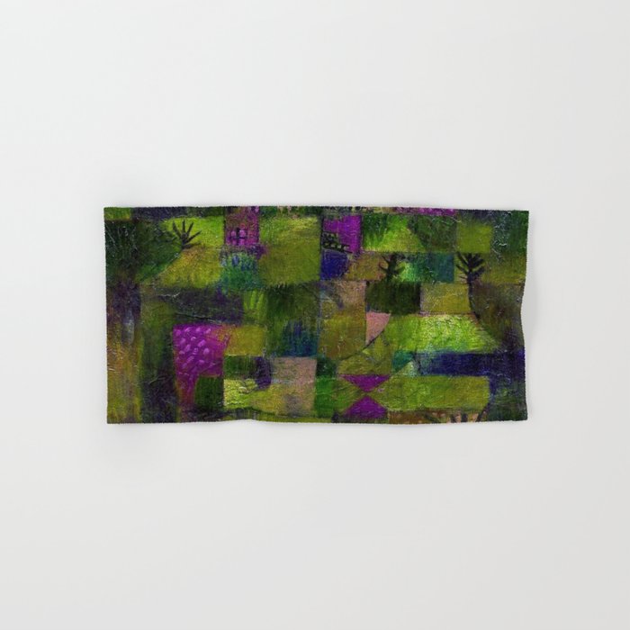 Terraced garden tropical floral gold and amethyst Mediterranean abstract landscape painting by Paul Klee Hand & Bath Towel