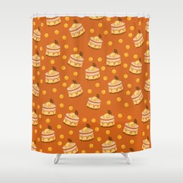 Sweet Cakes Print On Orange Background Pattern Shower Curtain