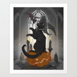 Witchy Black Cat  Art Print