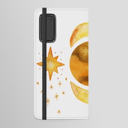 Boho Style Abstract Sun And Moons Star Watercolour Design Android Wallet Case