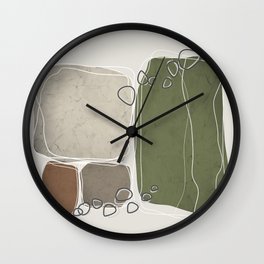 Retro Block Design in Sage Green and Neutral Wall Clock