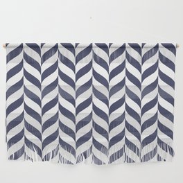 Navy and White Pretty Herringbone Pattern Pairs DE 2022 Trending Color Singing the Blues DET576 Wall Hanging