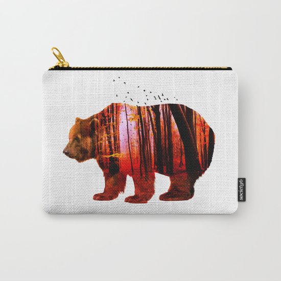 Bear in red forest Carry-All Pouch