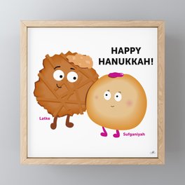 Happy Hanukkah - Latke & Sufganiyah Framed Mini Art Print